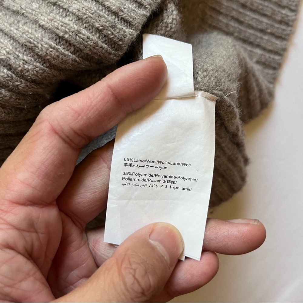 GALERIES LAFAYETTE tan wool polyamide blend‎ turtleneck long sleeve pullover - Picture 5 of 5